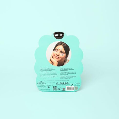 Omy Flower Face Stickers | Express Your Style with 85 Fluorescent, Repositionable Stickers | Skin-Safe and Dermatologically Tested | Fun and Creative Looks for All Ages in Saudi Arabia