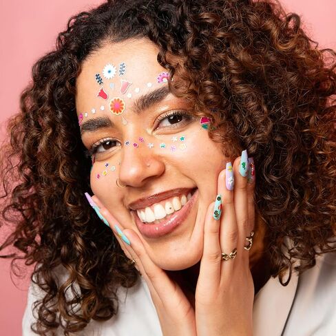 Omy Flower Face Stickers | Express Your Style with 85 Fluorescent, Repositionable Stickers | Skin-Safe and Dermatologically Tested | Fun and Creative Looks for All Ages in Saudi Arabia