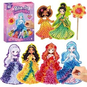 Poke-In Craft Set by TwinkleCharm | 6 Fantasy Heroine Craft Art Kit for Girls Ages 4–9 | Mess-Free DIY Art & Play Set | Creative Pretend Play Activity for Kids | Screen-Free Fun for Imaginative Play in Saudi Arabia