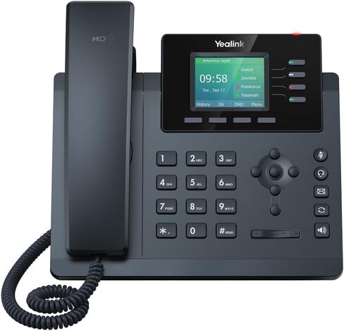 هاتف Yealink SIP-T34W WiFi IP - يتضمن محول الطاقة - 4 حسابات VoIP. شاشة ملونة مقاس 2.4 بوصة. Dual-Port Gigabit Ethernet، 802.3af PoE، (SIP-T34W-PSU) (متجدد)، أسود in Kuwait