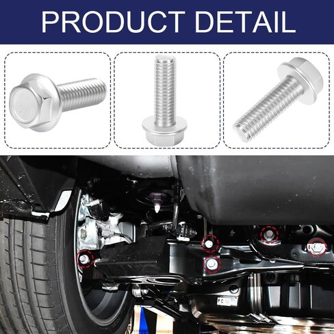 8PCS Car Top Front Skid Plate Bolts, Automotive Replacement Bolts, 12 mm Hex Head Stainless Steel Skid Plate Screws Replacement, Car Accessories Fit for 4Runner FJ Cruiser Land Cruiser (8PCS) in Saudi Arabia