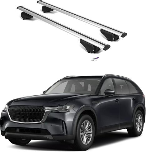 قضبان متقاطعة لحامل السقف ERKUL لـ Acura MDX 2022-2026 | قضبان متقاطعة من الألومنيوم مع قفل مضاد للسرقة على السطح | متوافق مع فلوش ريلز - أسود in Kuwait