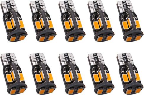 Antline 194 168 2825 T10 W5W لمبة LED خالية من الأخطاء باللون الأصفر الكهرماني، فائقة السطوع 300 لومن 10-SMD 5730 شرائح LED لمبات LED لخريطة القبة الداخلية وأضواء لوحة الترخيص، حزمة من 10 in Kuwait