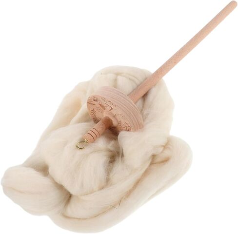 Tofficu 1 Set Hardwood Drop Spindle: Whorl Yarn Spin Hand Tool - Yarn Spinner with Wool Strips - 12.80inch Wood Drop Spindle Set for Woven DIY in Saudi Arabia