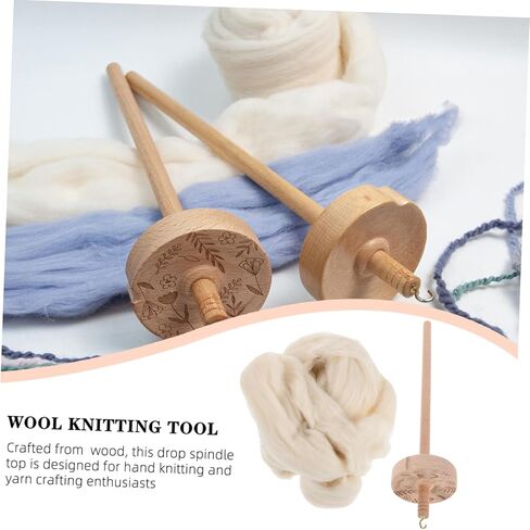 Tofficu 1 Set Hardwood Drop Spindle: Whorl Yarn Spin Hand Tool - Yarn Spinner with Wool Strips - 12.80inch Wood Drop Spindle Set for Woven DIY in Saudi Arabia