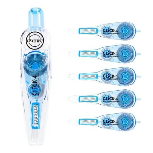 شريط تصحيح أبيض قابل للسحب وقابل لإعادة الملء، شريط سحب سريع الجفاف مع 5 عبوات إضافية، شريط تصحيح جمالي لطيف على شكل قلم للوازم المكتبية المدرسية (وردي) in Kuwait