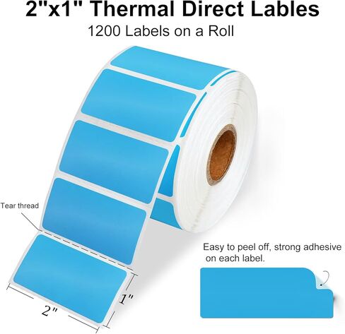 2" x 1" Direct Thermal Labels for UPC Barcodes, Address, Perforated & Compatible with All Kinds of Thermal Label Printer and Desktop Printers (1 Roll, 1200/Roll) in Saudi Arabia