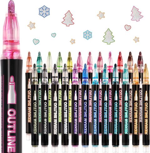 علامات لامعة مخطط تفصيلي، 24 لونًا علامات لامعة مخطط تفصيلي، هدايا فتاة مراهقة أشياء عصرية، مجموعة أقلام لامعة، لوازم يومية مدرسية للحرف الفنية للأطفال الفتيات الذين تتراوح أعمارهم بين 4-16 عامًا in Kuwait