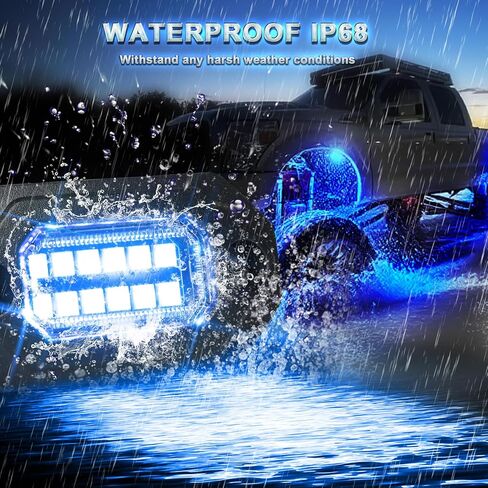 RGB Rock Lights for Trucks Jeep UTV ATV SUV, 8pcs Multi Color Bluetooth APP/Remote Control Underglow Neon Lights with Music Mode, Aluminum Housing, IP68 Waterproof in Kuwait