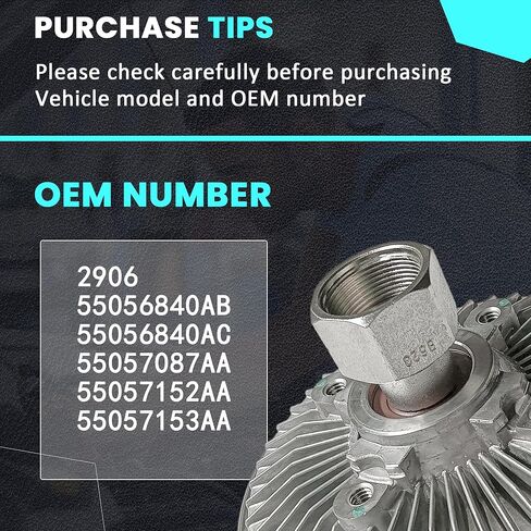 Electronic Radiator Cooling Fan Clutch 2906 Compatible with Dodge Ram 1500 2500 3500 Pickup Ram 1500 Classic 2500 3500 4000 2011-2018 V8 5.7L 55057152AA 55057087AA in Saudi Arabia