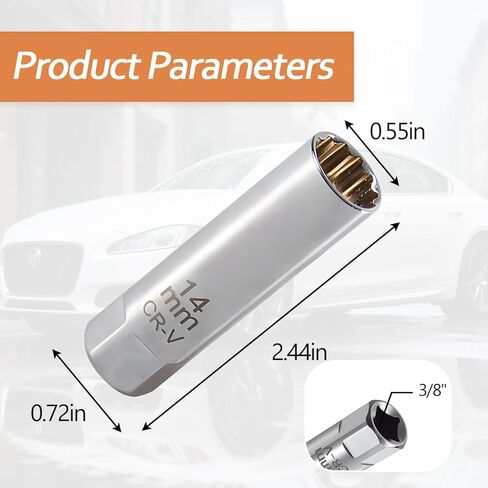 5/8" Magnetic Car Spark Plug Socket, 6 Points 3/8 Inch Drive Thin Wall Vehicle Spark Plug Socket, Portable Automotive Repair Removal Tool, Universal for Automobile RV Truck in Saudi Arabia