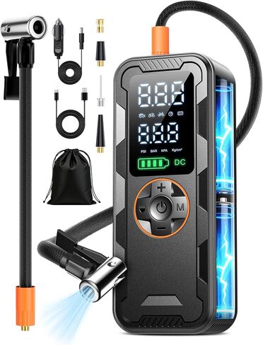 Tire Inflator Portable Air Compressor, 150PSI Electric Air Pump with Digital Pressure Gauge, Fast Inflation, Auto Shut-Off, 12V LED Light, Compact&Cordless Quick Inflation for Car, Motor, Bikes, Balls in Saudi Arabia