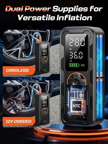 Tire Inflator Portable Air Compressor, 150PSI Electric Air Pump with Digital Pressure Gauge, Fast Inflation, Auto Shut-Off, 12V LED Light, Compact&Cordless Quick Inflation for Car, Motor, Bikes, Balls in Saudi Arabia