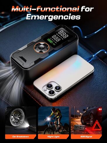 Tire Inflator Portable Air Compressor, 150PSI Electric Air Pump with Digital Pressure Gauge, Fast Inflation, Auto Shut-Off, 12V LED Light, Compact&Cordless Quick Inflation for Car, Motor, Bikes, Balls in Saudi Arabia