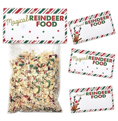 Gift Boutique 100 Count Magic Christmas Reindeer Food Treat Bag Toppers for Kids Holiday Xmas Party Favor Supplies Gift Tag Labels Cards Wrapping Baking Candy in Saudi Arabia