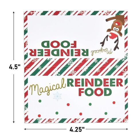 Gift Boutique 100 Count Magic Christmas Reindeer Food Treat Bag Toppers for Kids Holiday Xmas Party Favor Supplies Gift Tag Labels Cards Wrapping Baking Candy in Saudi Arabia