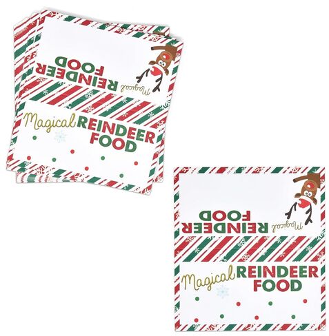Gift Boutique 100 Count Magic Christmas Reindeer Food Treat Bag Toppers for Kids Holiday Xmas Party Favor Supplies Gift Tag Labels Cards Wrapping Baking Candy in Saudi Arabia
