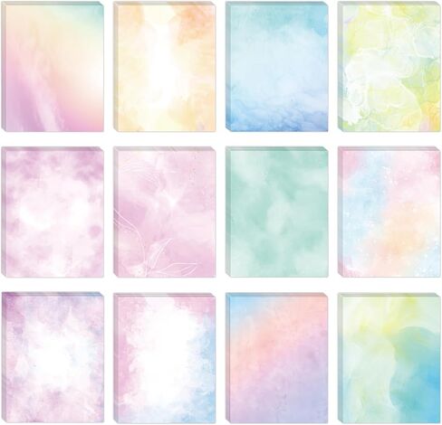 Watercolor Stationery Paper, Double-Sided, 12 Designs Colored Printer Paper for Business or Personal Use, Decorative Scrapbook, Writing Letters and Invitations, 8.5 x 11 In, 100 gsm (60) in Saudi Arabia