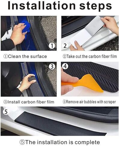 4PCS Car Door Sill Protector for Trail Sport Carbon Fiber Automotive Door Entry Guard Anti-Scratch Accessories Threshold Protective Film Decoration - Orange red in Saudi Arabia