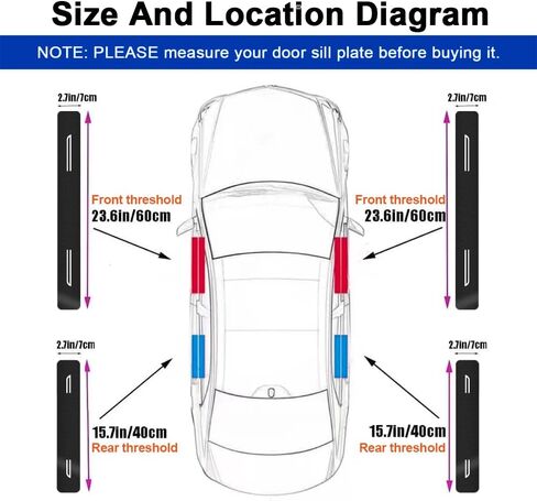 4PCS Car Door Sill Protector for Trail Sport Carbon Fiber Automotive Door Entry Guard Anti-Scratch Accessories Threshold Protective Film Decoration - Orange red in Saudi Arabia