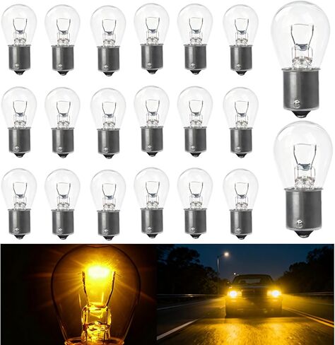 20-Pack 1156 Bulbs P21W S25, Compatible with 7506 1141 1156LL 1141LL 1295, 12V BA15S Single Contact. High Brightness Waterproof Halogen Bulbs for Car Brake/Turn Signal, Fit Cars, RVs, Trucks, SUVs in Kuwait