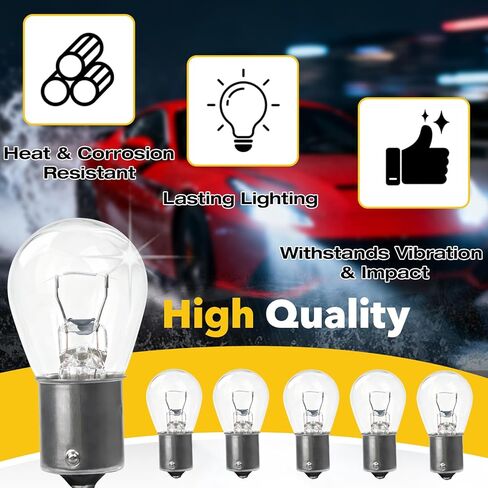 20-Pack 1156 Bulbs P21W S25, Compatible with 7506 1141 1156LL 1141LL 1295, 12V BA15S Single Contact. High Brightness Waterproof Halogen Bulbs for Car Brake/Turn Signal, Fit Cars, RVs, Trucks, SUVs in Kuwait