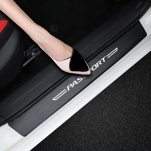 4PCS Car Door Sill Protector for Trail Sport Carbon Fiber Automotive Door Entry Guard Anti-Scratch Accessories Threshold Protective Film Decoration - Orange red in Saudi Arabia
