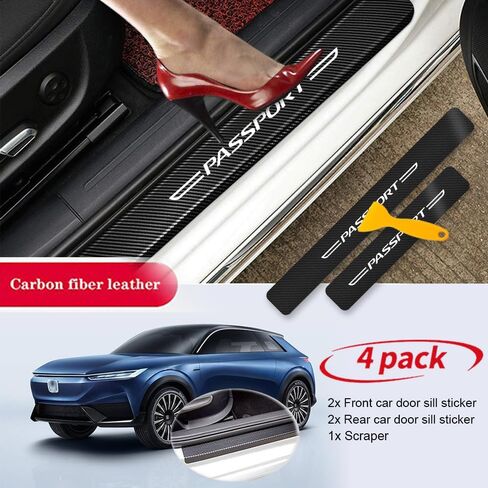 4PCS Car Door Sill Protector for Trail Sport Carbon Fiber Automotive Door Entry Guard Anti-Scratch Accessories Threshold Protective Film Decoration - Orange red in Saudi Arabia