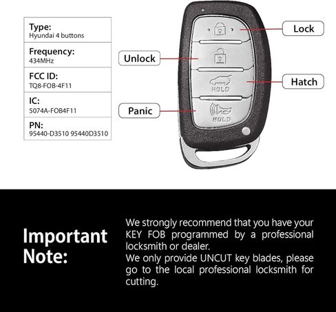 2 Keylessbest بديل لـ 2019 2020 2021 Hyundai Tucson Key Fob التحكم عن بعد TQ8-FOB-4F11 4 أزرار 434 ميجا هرتز in Saudi Arabia