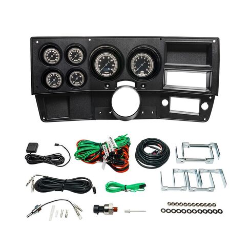 GlowShift Vintage 6-Gauge Cluster Package Fits Chevy C10 1973-1987 - Classic Black Speedometer, Tachometer, Oil Pressure, Water Coolant Temp, Fuel Level & Volt Gauges - Direct Fit Dash Panel Pod in Saudi Arabia