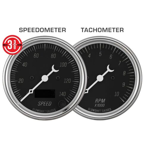 GlowShift Vintage 6-Gauge Cluster Package Fits Chevy C10 1973-1987 - Classic Black Speedometer, Tachometer, Oil Pressure, Water Coolant Temp, Fuel Level & Volt Gauges - Direct Fit Dash Panel Pod in Saudi Arabia