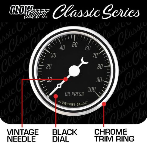 GlowShift Vintage 6-Gauge Cluster Package Fits Chevy C10 1973-1987 - Classic Black Speedometer, Tachometer, Oil Pressure, Water Coolant Temp, Fuel Level & Volt Gauges - Direct Fit Dash Panel Pod in Saudi Arabia