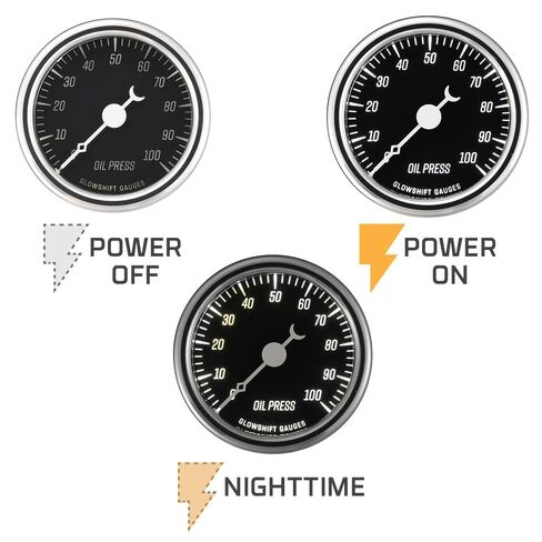 GlowShift Vintage 6-Gauge Cluster Package Fits Chevy C10 1973-1987 - Classic Black Speedometer, Tachometer, Oil Pressure, Water Coolant Temp, Fuel Level & Volt Gauges - Direct Fit Dash Panel Pod in Saudi Arabia