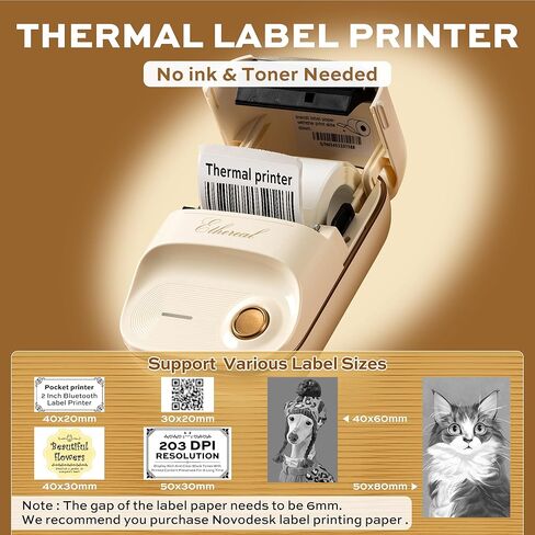 2 Inch Bluetooth Thermal Label Maker Machine - Inkless Portable Label Printer w/ App | 50x30mm Adhesive Labels for Jar, Price, Address & Mailing | Home, Kitchen, Office, School Organization (White) in Saudi Arabia