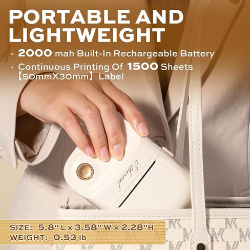 2 Inch Bluetooth Thermal Label Maker Machine - Inkless Portable Label Printer w/ App | 50x30mm Adhesive Labels for Jar, Price, Address & Mailing | Home, Kitchen, Office, School Organization (White) in Saudi Arabia