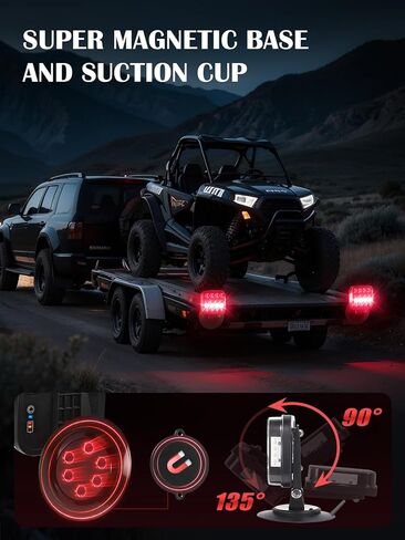 Rechargeable Wireless Trailer Lights, Waterproof Magnetic Trailer Lights Portable LED Wireless Tow Lights for RV Trucks Boat Camper Caravan with Reflectors Turn Signal Position Stop License Plate in Saudi Arabia