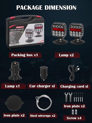 Rechargeable Wireless Trailer Lights, Waterproof Magnetic Trailer Lights Portable LED Wireless Tow Lights for RV Trucks Boat Camper Caravan with Reflectors Turn Signal Position Stop License Plate in Saudi Arabia