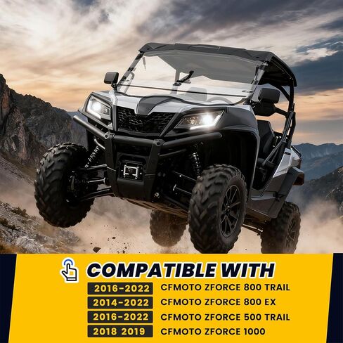 HECASA 2 في 1 زجاج أمامي قابل للطي متوافق مع CFMOTO ZForce 800 Trail 800 EX 2014-2022، 500 Trail 2016-2022، 1000 2018-2019 بلاستيك شفاف للزجاج الأمامي in Saudi Arabia