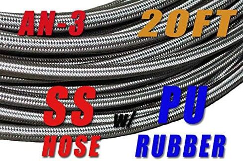 -3 AN AN3 Stainless Steel Braided Fuel Line Hose 3.18 mm (1/8") – Price for 20FT in Saudi Arabia