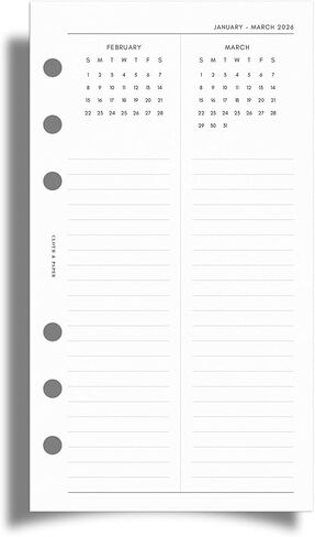 Cloth & Paper 2026 Year Overview Planner Inserts | Personal Size 3.75 x 6.75 Inches | 6 Ring Punched Refills | Monthly + Quarterly Planning | Goals, Notes, Mini Calendars | Thick Heavyweight Paper in Kuwait