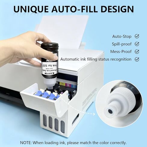 Compatible for 522 Ink Refill Bottles High Capacity Replacement, use for ET2800, ET2400, ET4800, ET2803, ET2720 Printers, Dye Based Ink Print Clear - 400mL BK/C/M/Y (Not Sublimation Ink) in Saudi Arabia