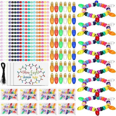Ferreve 20 Set Christmas Religious Bracelet Craft Kit Christmas Beads DIY Bracelet The Legend of The Candy Cane Christian DIY Gift for Church Favors(20 Sets) in Saudi Arabia