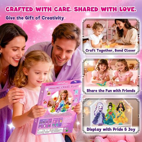 Poke-In Craft Set by TwinkleCharm | 6 Fantasy Heroine Craft Art Kit for Girls Ages 4–9 | Mess-Free DIY Art & Play Set | Creative Pretend Play Activity for Kids | Screen-Free Fun for Imaginative Play in Saudi Arabia