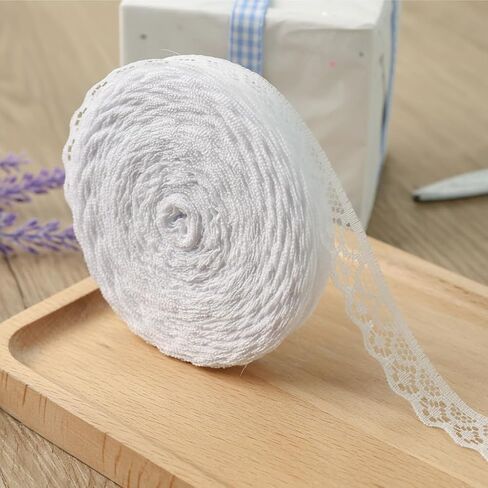 30 Yards White Lace Ribbon Roll, Lace Trim Sewing Crafts Lace for Gift Wrapping Dress Decoration Wedding in Saudi Arabia
