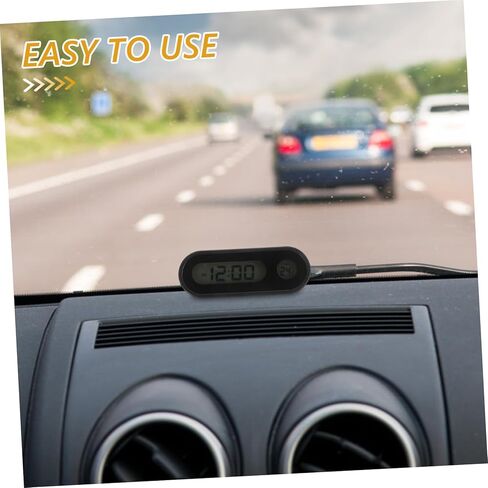 Cabilock Mini Clock with Backlight and Real Temperature Display Portable Electronic Dashboard Timer for Accurate Timekeeping and Vehicle Interior Monitoring in Saudi Arabia