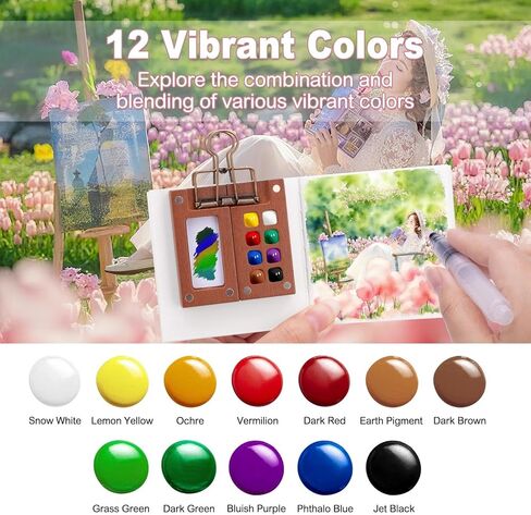 مجموعة ألوان مائية صغيرة، مجموعة سفر صغيرة من لوحة الطلاء الصغيرة، مجموعة سفر محمولة للجيب للفنانين بألوان مائية مع 24 لونًا، دفتر رسم، قلم ألوان مائية، 15 صندوق طلاء شبكي للرسامين والفنانين in Kuwait