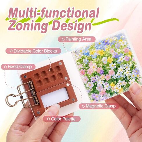مجموعة ألوان مائية صغيرة، مجموعة سفر صغيرة من لوحة الطلاء الصغيرة، مجموعة سفر محمولة للجيب للفنانين بألوان مائية مع 24 لونًا، دفتر رسم، قلم ألوان مائية، 15 صندوق طلاء شبكي للرسامين والفنانين in Kuwait