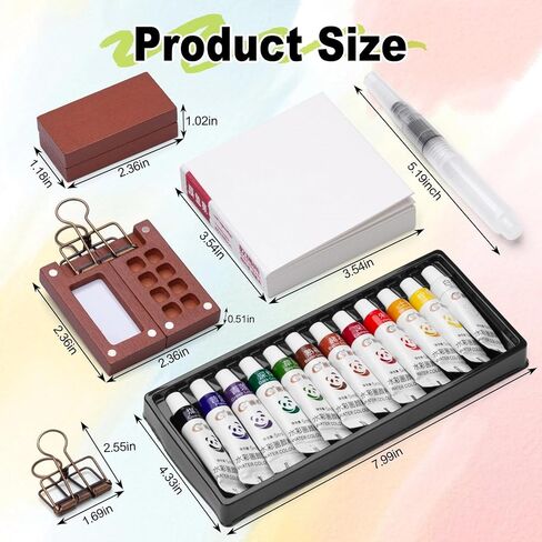 مجموعة ألوان مائية صغيرة، مجموعة سفر صغيرة من لوحة الطلاء الصغيرة، مجموعة سفر محمولة للجيب للفنانين بألوان مائية مع 24 لونًا، دفتر رسم، قلم ألوان مائية، 15 صندوق طلاء شبكي للرسامين والفنانين in Kuwait