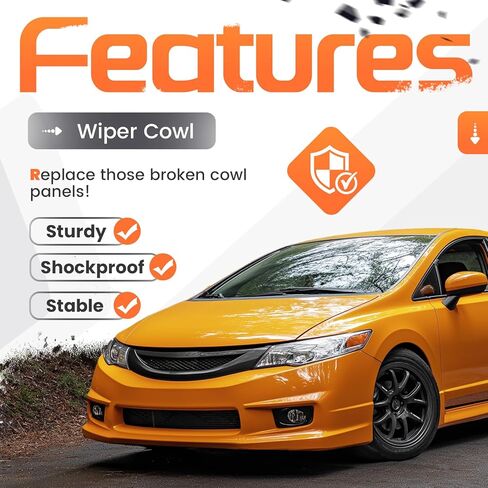 Windshield Wiper Cowl Panel Compatible with 2006-2011 Honda Civic Excluded Si, Replacement for 74200SNAA00 Air Inlet Window Cover Cowl Top Front Center Textured Black Plastic PP in Saudi Arabia