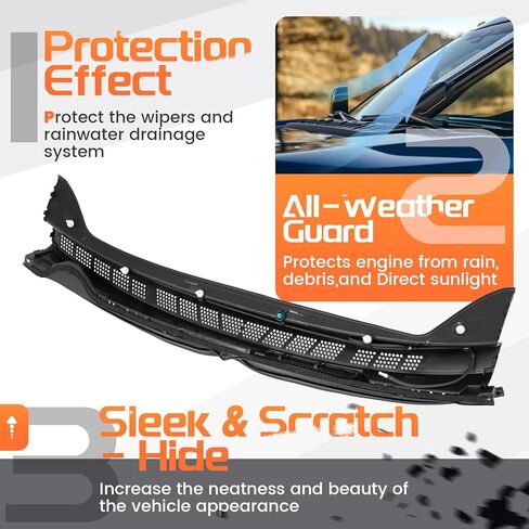 Windshield Wiper Cowl Panel Compatible with 2006-2011 Honda Civic Excluded Si, Replacement for 74200SNAA00 Air Inlet Window Cover Cowl Top Front Center Textured Black Plastic PP in Saudi Arabia